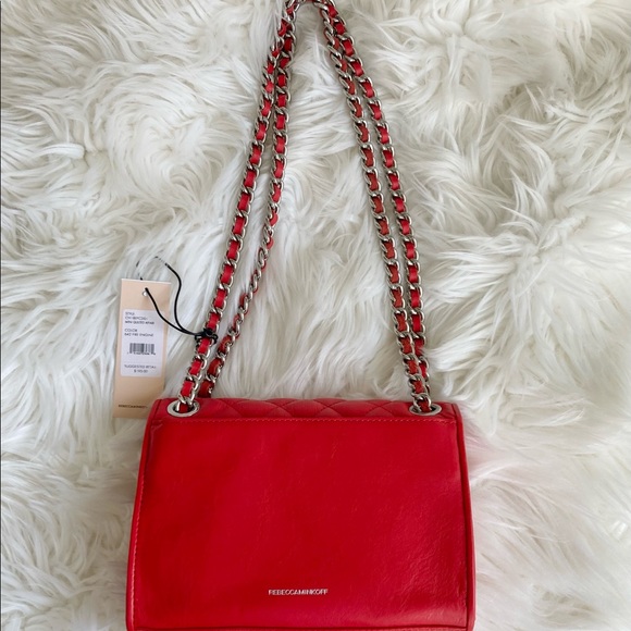 Rebecca Minkoff Small Affair Quilted Chain Crossbody Fire Engine Red - Picture 3 of 8